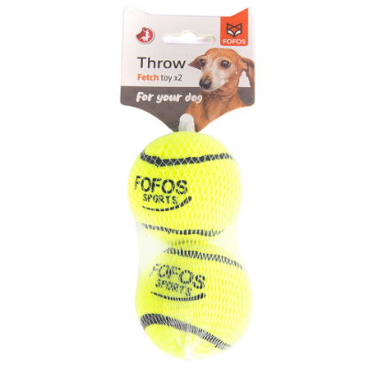 FOFOS Sports Fetch Ball 2 Pack Dog Squeaker Toy Packet View