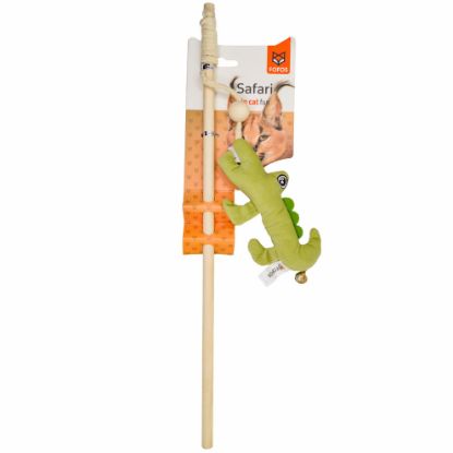 FOFOS Cat Teaser Wand with Catnip Crocodile Toy Close View