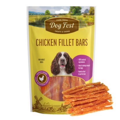 Dogfest Adult Dog Treat Chicken Fillet Bars Packet Front View