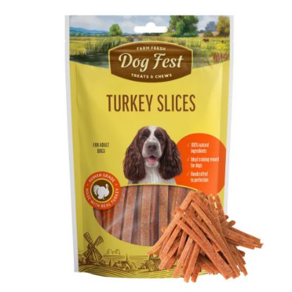 Dogfest Adult Dog Treat Turkey Slices Packet Front View