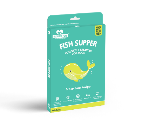 Picture of Fish Supper Fresh High Protein Wet Dog Food 100 Gram Healthy Fats & High Protein For All Breeds