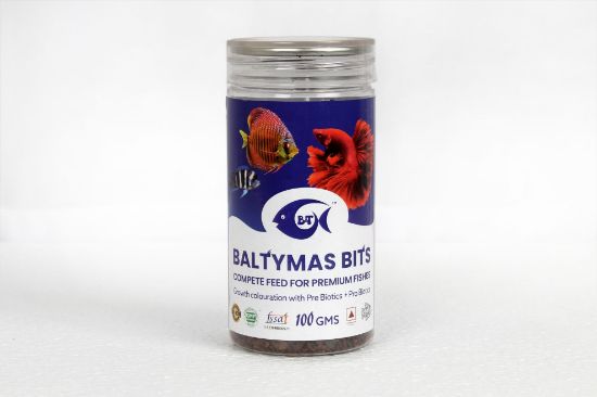 Picture of BUBBLES N TROUBLES Baltymas Bits premium quality food for all carnivorous and omnivorous fishes (100 gms) New & Improved