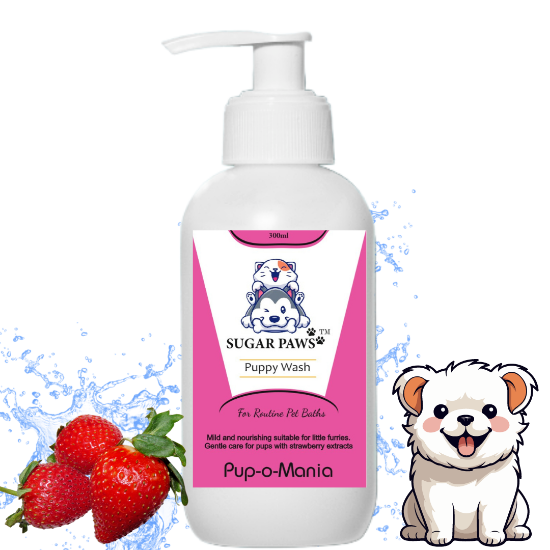 SUGAR PAWS PUP-O-Mania  strawberry Shampoo for dogs, puppies 300ml
