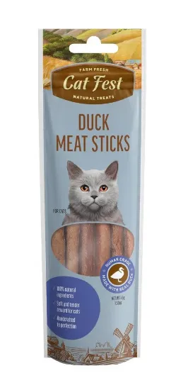 Catfest Duck Meat Sticks For All Cat Breeds Made With 100% Natural Ingredients Packet View