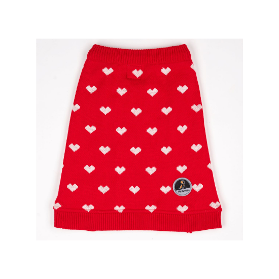 Petsnugs Red Heart Printed Sweater For Dogs & Cats 100% Polyester