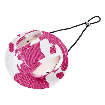 Cow Print Dog Hat in Pink Colour
