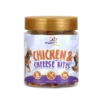 Front view of Wiggles n Nibbles Chicken & Cheese Bites 250gm pot with real chicken for pets