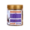 Back packaging of Wiggles n Nibbles pot of Chicken & Cheese bites showing ingredients and feeding recommendations 250gm
