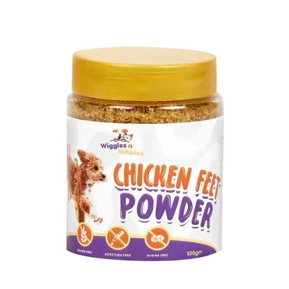 Front View of Wiggles N' Nibbles Chicken Feet Powder 200gm Jar