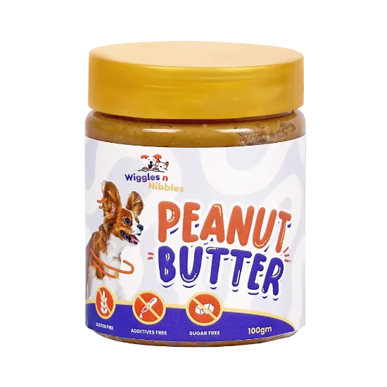 Front View of Wiggles N' Nibbles Peanut Butter For Pets 200g 
