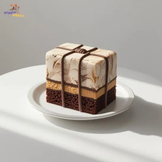 Peanut Butter & Carob Cake Bento Style in White Plate
