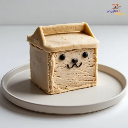 Pet Chicken & Peanut Butter Cake Bento Style in White Plate 