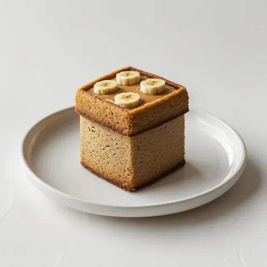 Pet Peanut Butter & Banana Cake Bento Style in White Plate
